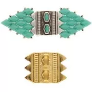 17x23mm Cymbal - SuperDuo Mantrakia III Bead Connector - Fine Gold Plated x1