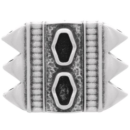 17x23mm Cymbal - SuperDuo Mantrakia III Bead Connector - Antique Silver x1