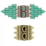 17x23mm Cymbal - SuperDuo Mantrakia III Bead Connector - Bronze x1