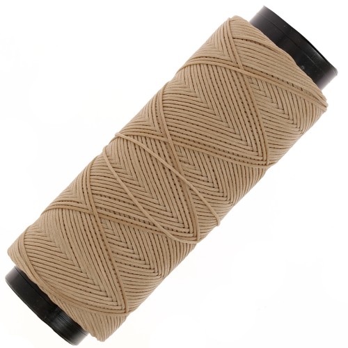 0.8mm Flat waxed polyester thread - Slam Cord for micro macrame - Sand x100m