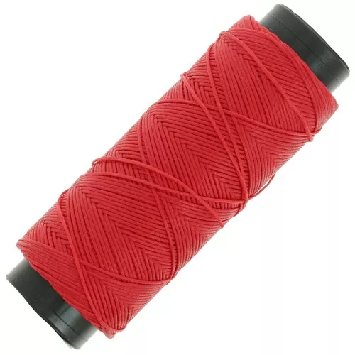 0.8mm Flat waxed polyester thread - Slam Cord for micro macrame - Red x100m
