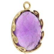 925 Sterling Silver Oval pendant setting - waves for 18x13mm cabochon - Gold x1