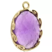 925 Sterling Silver Oval pendant setting - waves for 18x13mm cabochon - Gold x1