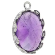 925 Sterling Silver Oval pendant setting - waves for 18x13mm cabochon x1