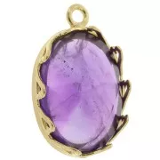 925 Sterling Silver Oval pendant setting - hearts for 18x13mm cabochon - Gold x1