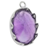 925 Sterling Silver Oval pendant setting - hearts for 18x13mm cabochon x1