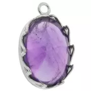 925 Sterling Silver Oval pendant setting - hearts for 18x13mm cabochon x1