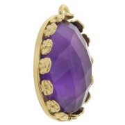 925 Sterling Silver Oval pendant setting - flowers for 18x13mm cabochon - Gold x1