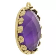 925 Sterling Silver Oval pendant setting - flowers for 18x13mm cabochon - Gold x1