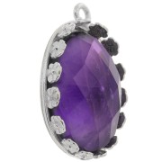 925 Sterling Silver Oval pendant setting - flowers for 18x13mm cabochon x1