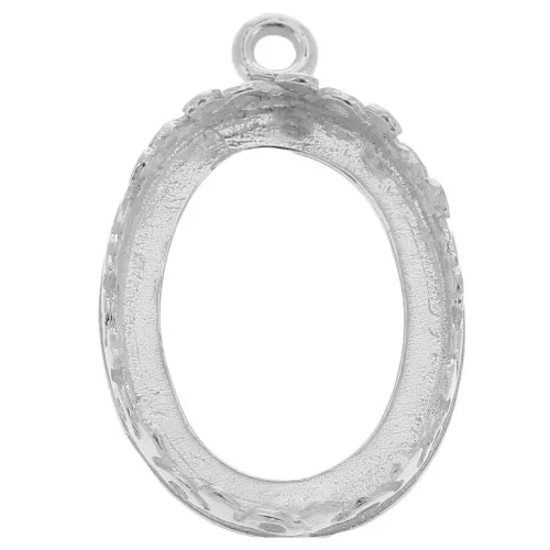 925 Sterling Silver Oval pendant setting for 18x13mm cabochon x1