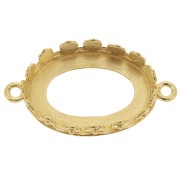 925 Sterling Silver oval spacer setting - flowers for 18x13mm cabochon - Gold x1