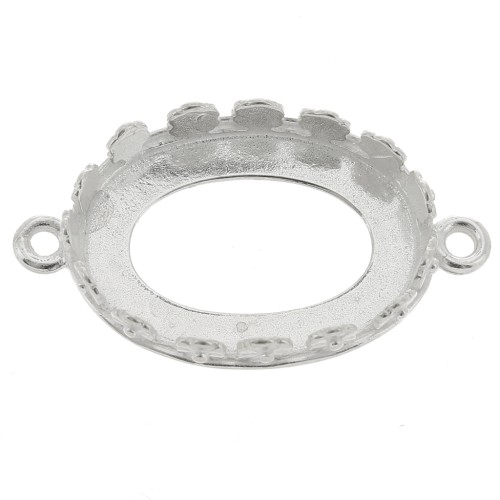 925 Sterling Silver oval spacer setting - flowers for 18x13mm cabochon x1