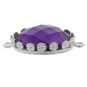 925 Sterling Silver oval spacer setting - flowers for 18x13mm cabochon x1