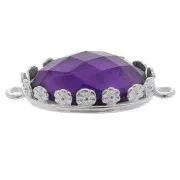 925 Sterling Silver oval spacer setting - flowers for 18x13mm cabochon x1