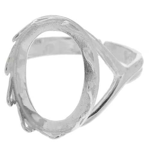 925 Sterling Silver Adjustable oval ring - hearts for 18x13mm cabochon x1