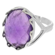 925 Sterling Silver Adjustable oval ring - hearts for 18x13mm cabochon x1