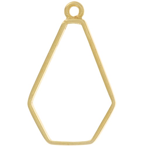 36x22mm Hexagon pendant for UV resin and polymer clay - Fine Gold plated x1