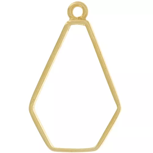 36x22mm Hexagon pendant for UV resin and polymer clay - Fine Gold plated x1