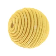 10mm Bead covered with cotton thread - Yellow x1