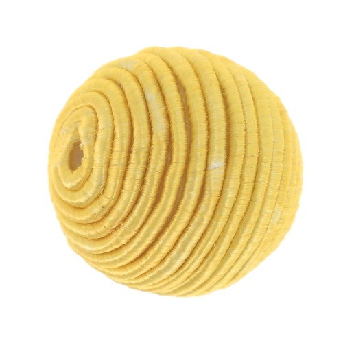 10mm Bead covered with cotton thread - Yellow x1