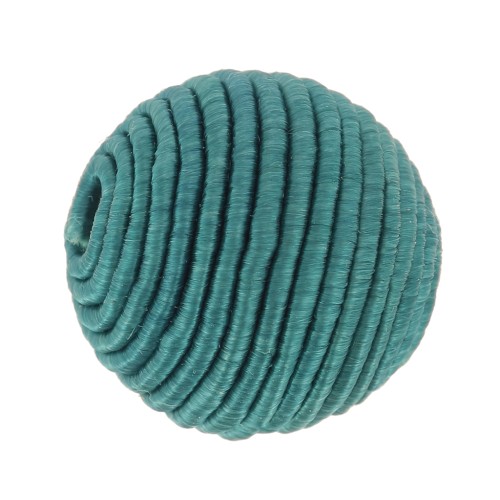 10mm Bead covered with cotton thread - Teal x1