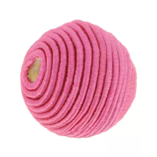 10mm Bead covered with cotton thread - Fuchsia x1