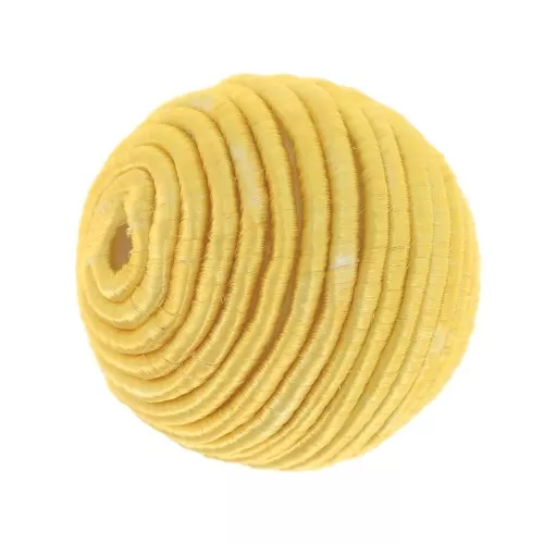 12mm Bead covered with cotton thread - Yellow x1