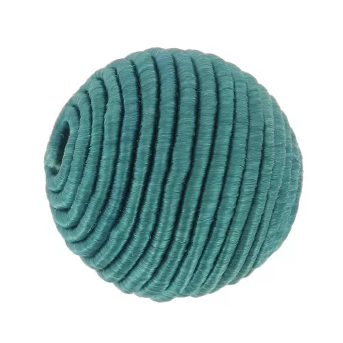 12mm Bead covered with cotton thread - Teal x1