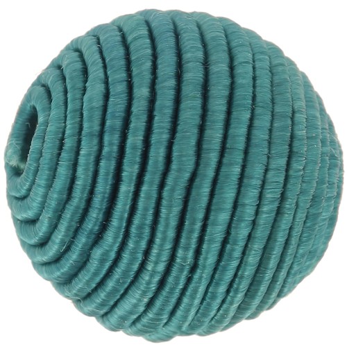 16mm Bead covered with cotton thread - Teal x1