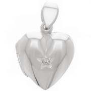 18x15mm 925 sterling silver Heart shape photo holder pendant with  zirconium oxide x1|raw }}