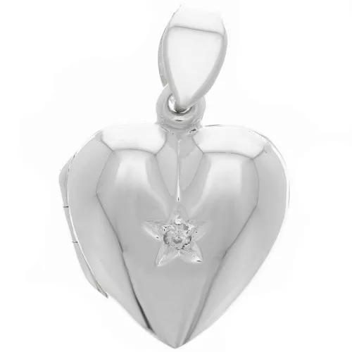 18x15mm 925 sterling silver Heart shape photo holder pendant with zirconium oxide x1