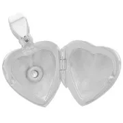 18x15mm 925 sterling silver Heart shape photo holder pendant with  zirconium oxide x1