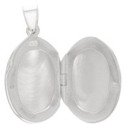 24x15.5mm 925 Sterling Silver Oval Photo Holder Pendant x1