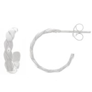 15mm 925 Sterling Silver Open braided effect hoop earrings x2
