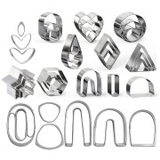 Set of 36 stainless steel cookie cutters for modelling - Geometric shapes x1|raw }}