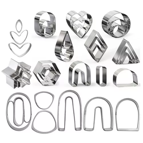 Set of 36 stainless steel cookie cutters for modelling - Geometric shapes x1