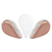 5x8mm Amos® Glass beads by Puca® - Opaque White Mat Capri Gold x10g