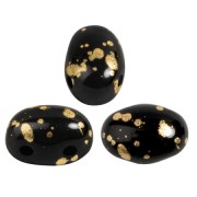 7x5mm Glass beads Samos® by Puca® - Jet Gold Splash x10g|raw }}