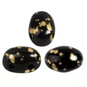 7x5mm Glass beads Samos® by Puca® - Jet Gold Splash x10g