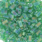 5x2.3x1.9mm Miyuki Half Tila Beads HTL-146FR - Transparent Green AB Mat x10g