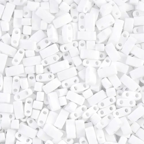 5x2.3x1.9mm Miyuki Half Tila Beads HTL-402F - Opaque White Mat x10g