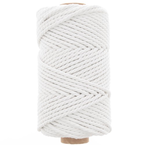 3mm Macramé cotton cord spool - White x50m