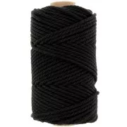 3mm Macramé cotton cord spool - Black x50m