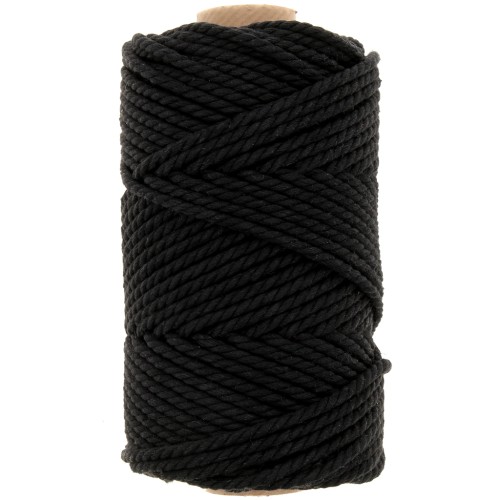 3mm Macramé cotton cord spool - Black x50m