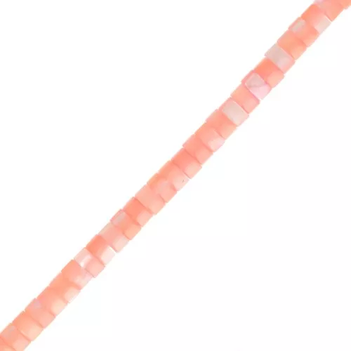 4x2mm dyed mother of pearl Heishi roundel beads - Light orange x39cm
