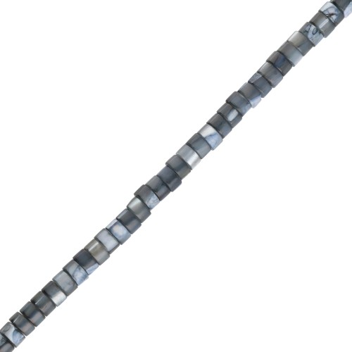 Rondelle beads Heishi dyed mother-of-pearl 4x2.5 mm - Grey green x39cm