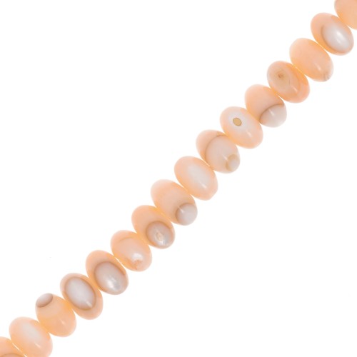 6x4mm Round Heishi beads - dyed mother of pearl - Light Orange x38cm