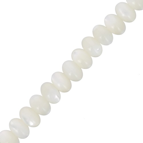 Rondelle beads - Heishi dyed mother-of-pearl 6x4 mm - Ivory x39cm