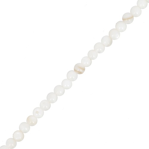2.5mm Round dyed mother of pearl beads - White x37cm